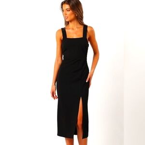 Petal & Pup Black Backless Sheath Midi Dress Size 8 NWT